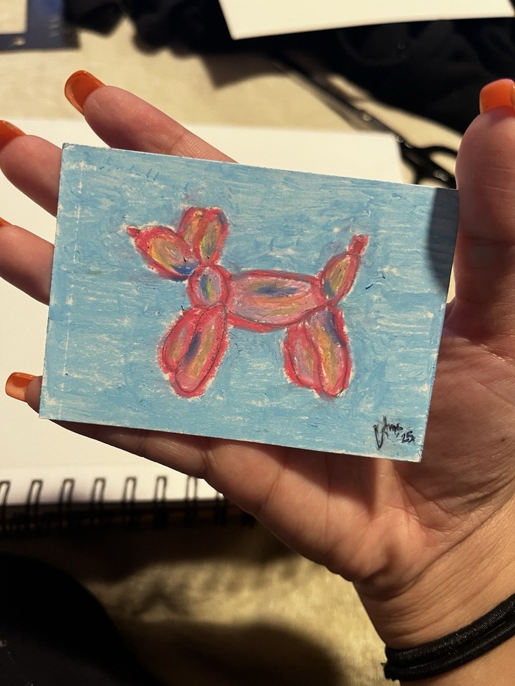ACEO Balloon Animal Art Card 2.5x3.5 Inches Miniature Collectible