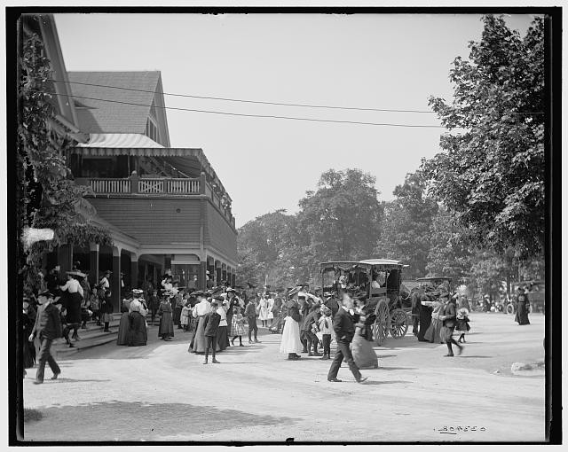 Detroit Michigan Belle Isle Park Casino Crowd 1900s Horse-Drawn Carriage