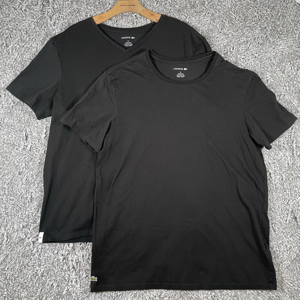 Lacoste T-Shirt Bundle Of Two Men’s XXL Black Short Sleeve Designer Alligator