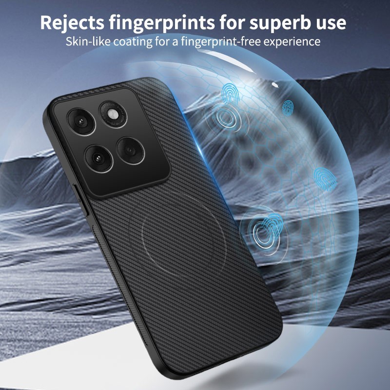 For Motorola Edge 60 Pro, Luxury Carbon Fiber Magnetic Soft Hand Feel Cover Case
