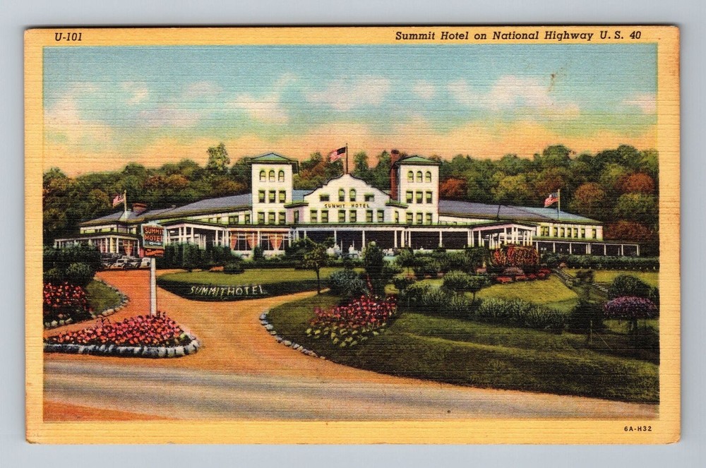 Uniontown PA-Pennsylvania, Summit Hotel On Highway, Vintage c1951 Postcard