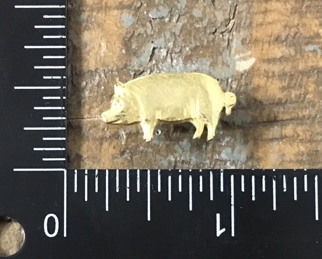 Pig Swine Pot Belly Farm Animal Piggy Oink Gold Tone Lapel Hat Pin