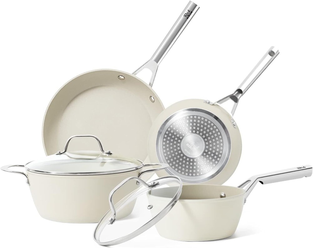 6-Piece White Ceramic Nonstick Cookware Set – Durable Pots & Pans by US Seller