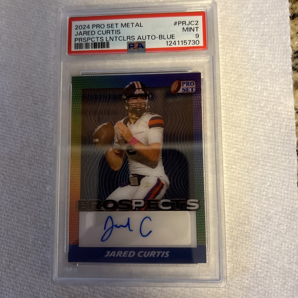 2024 Leaf Pro Set Metal Pro Set Blue #Prjc2 Jared Curtis 24/25 Psa 9 Auto