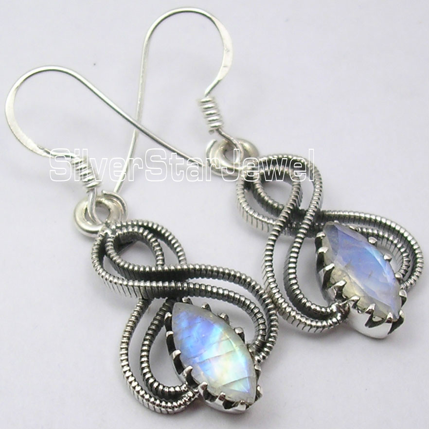 Exclusive Discount on 925 Silver Artisan Moonstone & Iolite Earrings