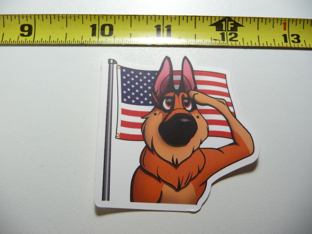 USA Flag German Shepherd Saluting Decal - Patriotic Dog Sticker for Pets