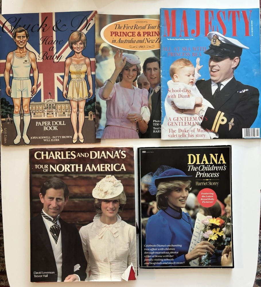 Vintage Princess Diana Memorabilia Lot Uncut Paper Doll Royal Family