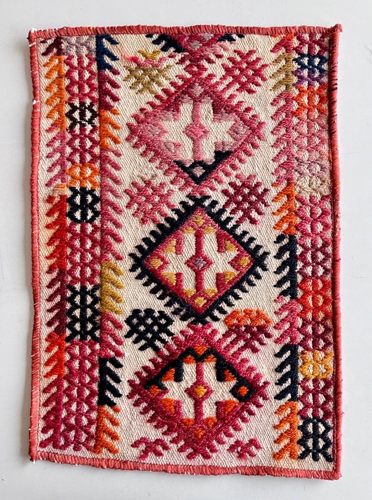 Vintage Turkish Kilim Rug Fragment ⎮ Handwoven Wool Tribal Boho Craft Textile