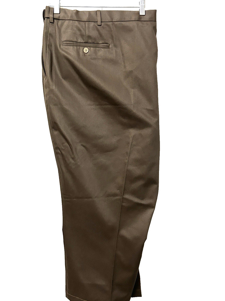 Haggar Men's Brown Flat Front Dress Pants Size 56 X 24 in 100% Cotton