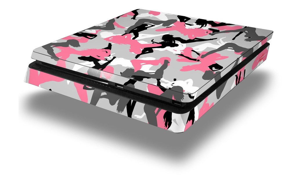 Skin for PS4 Slim Sexy Girl Silhouette Camo Pink Playstation 4 Console