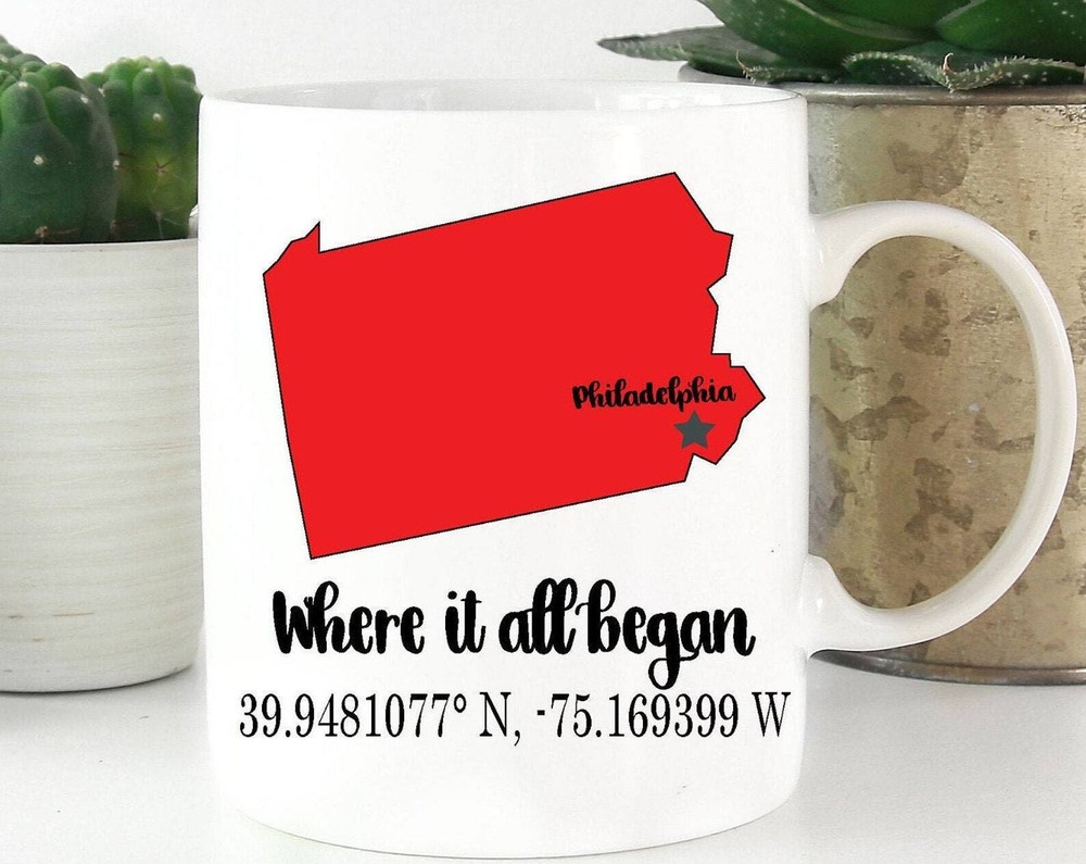 Where It All Began Coordinates Mug Choose Your Location Pennsylvania Mug
