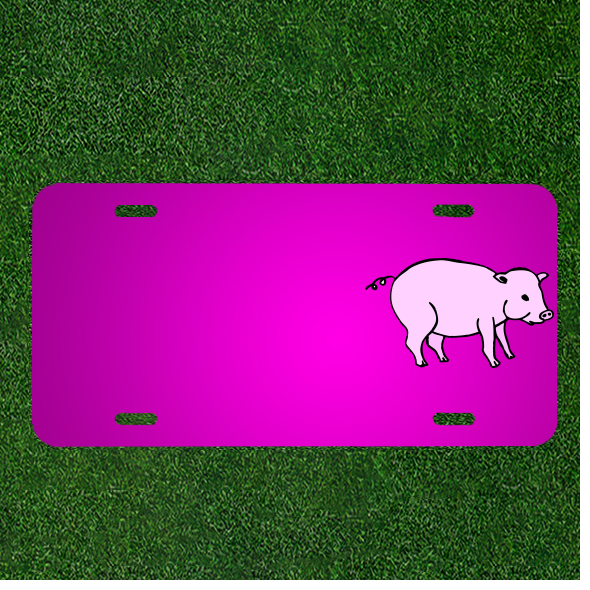 Custom Personalized Car License Plate With Add Names To Pig Pink Barn Animal