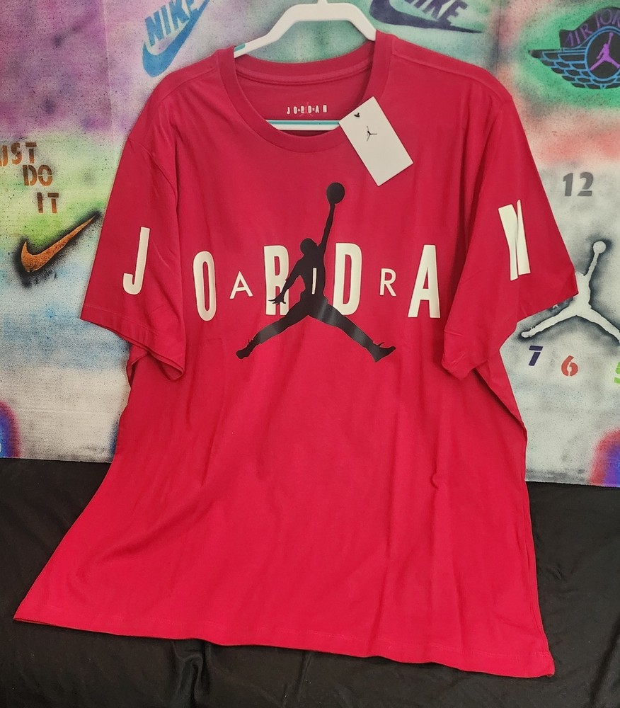 Jordan Men's Red Graphic Logo Crew Neck Short Sleeve Cotton T-Shirt 2XL