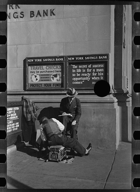 New York City NY 1937 Bootblack Shoe Shine Street Scene Fourteenth Eighth Ave