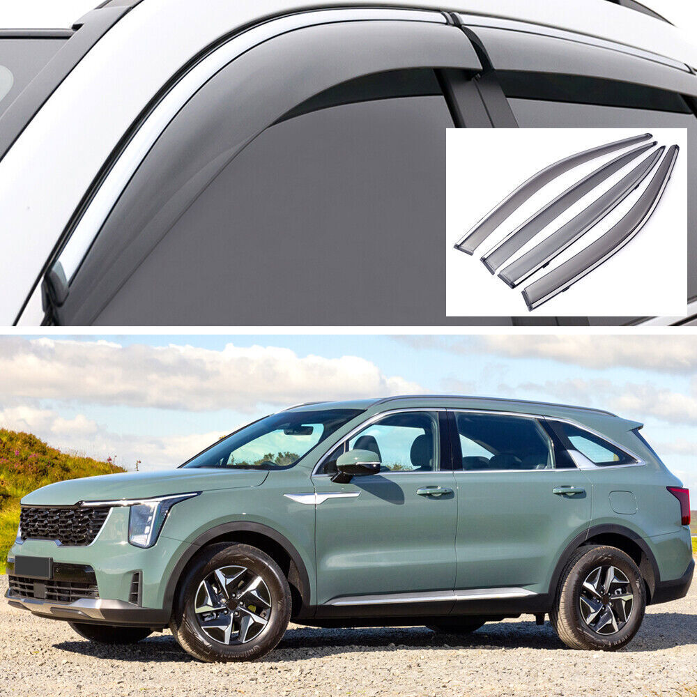 For Kia Sorento 2021-2025 Smoke Car Window Visor Vent Shade Sun Rain Deflectors