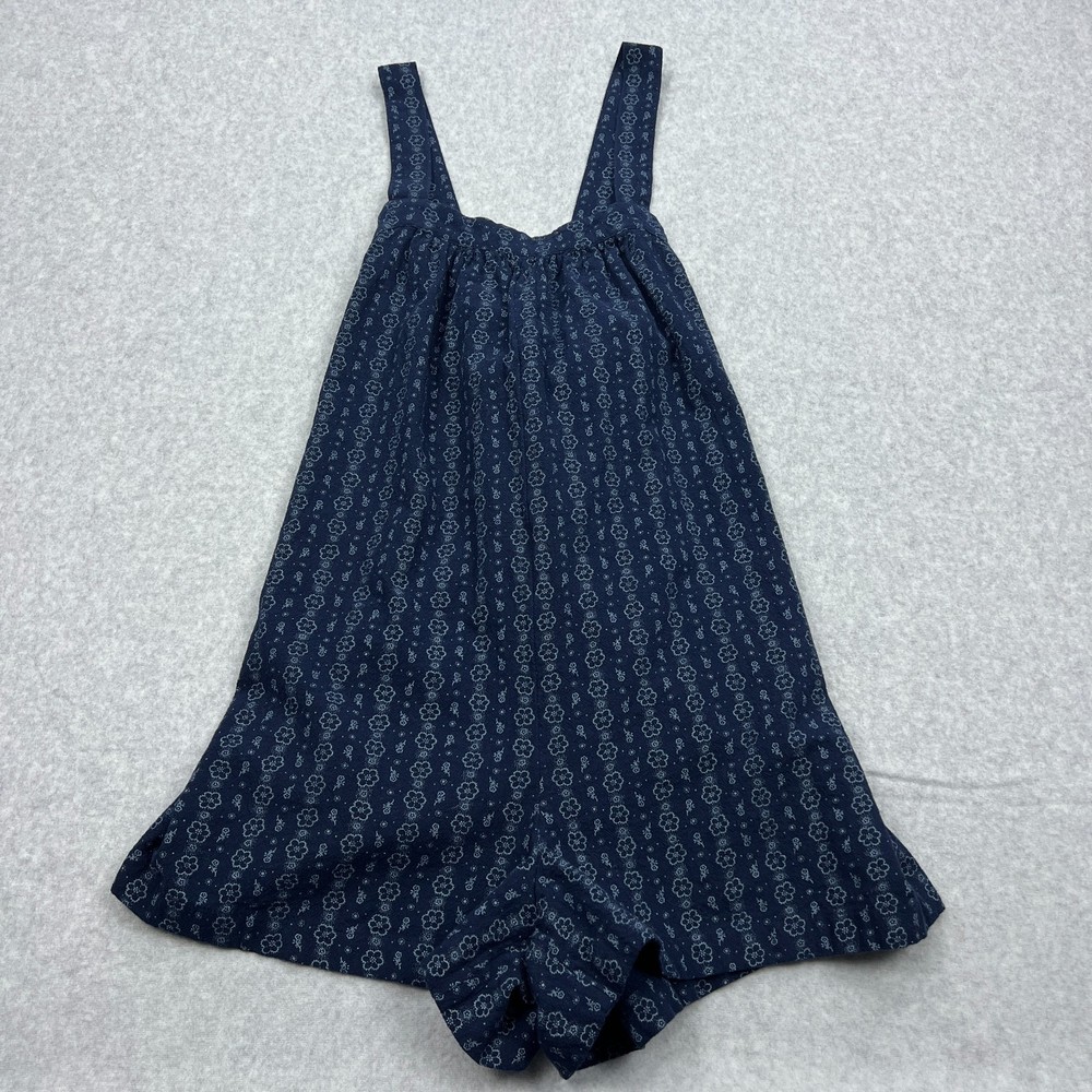 Madewell Romper Women's Medium Blue Square-Neck Crossback Striped Floral Loose