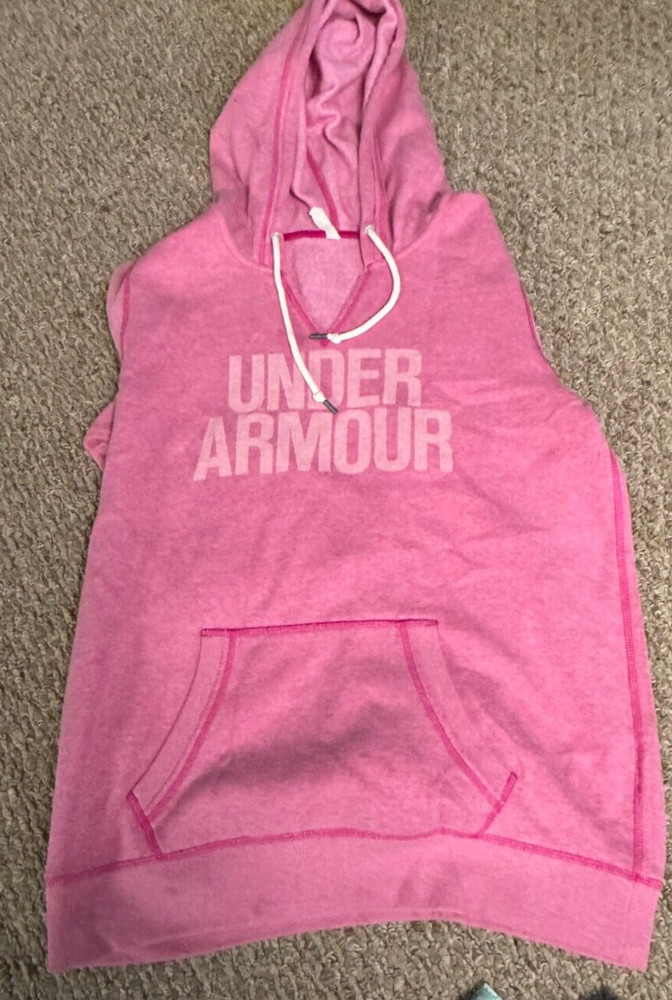 Under Armour Sweatshirt Hoodie Women Large Long Sleeve Loose V-Neck Graphic Pink