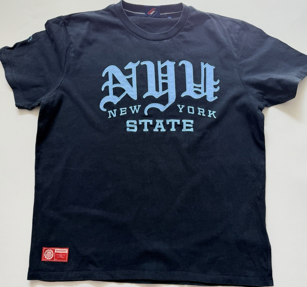 Superdry Men's L Navy Short Sleeve Crew Neck Graphic Print Logo T-Shirt