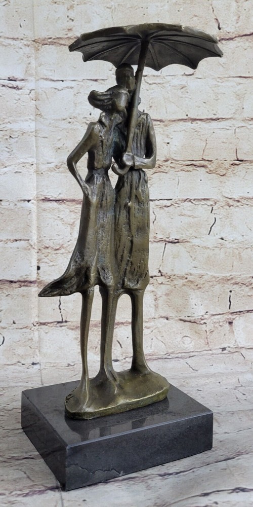 Abstract Modern Art Original Vitaleh couple with Umbrella Bronze Sculpture-image