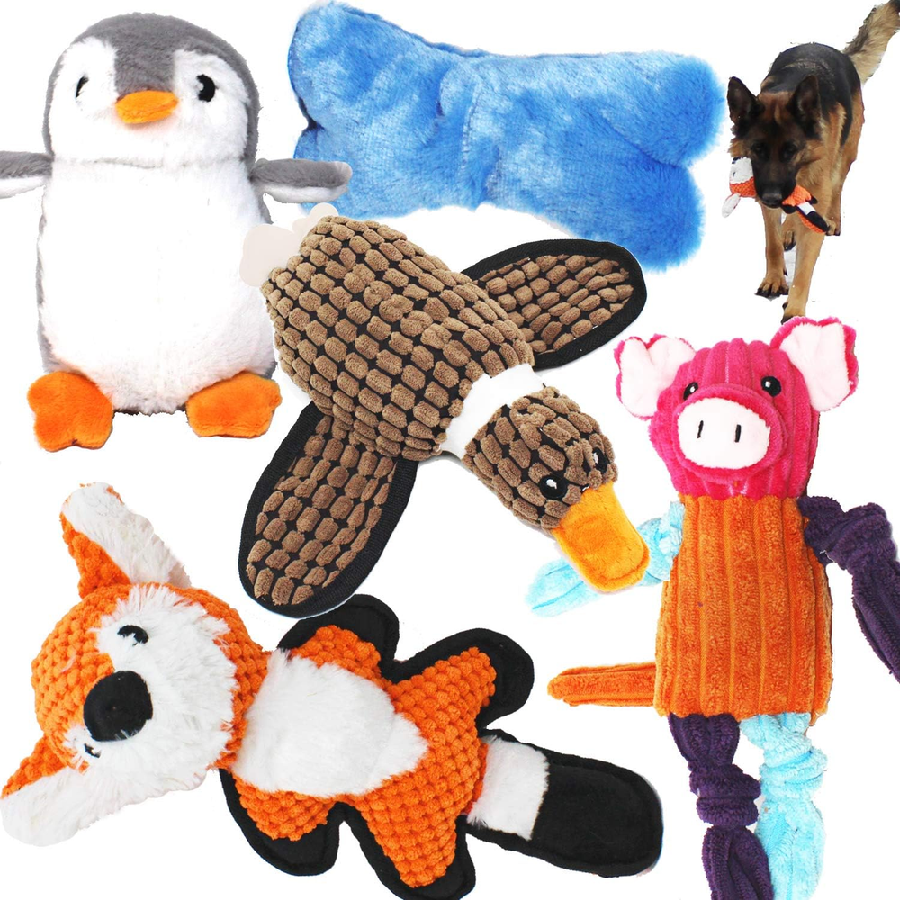 5 Pack Value Bundle Dog Toys Assortment Dog Plush Toys Dog Squeaky Toys Assortme