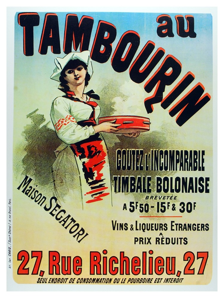 Vintage French Au Tamborin Wall Art Poster - Graphic Home Decor 3179