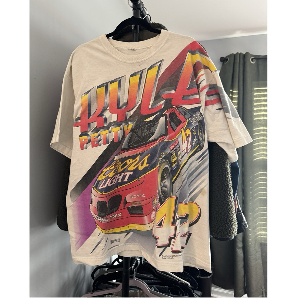 Vintage Coors Light Kyle Petty NASCAR Racing Double-Sided Graphic Tee Mens 2XL