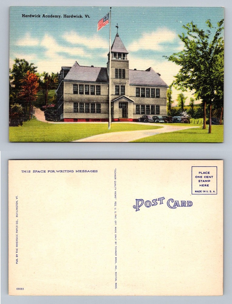 Hardwick, VT-Vermont, Hardwick Academy School View Old Vintage Postcard