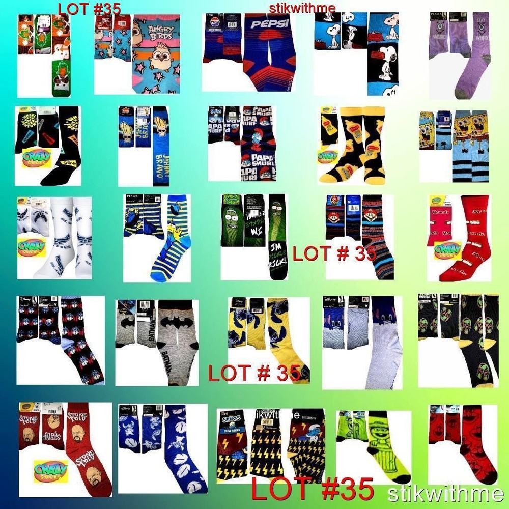 Crazy Novelty Crew Socks for Men Size 6-12 Fun Gift Lot #35 New