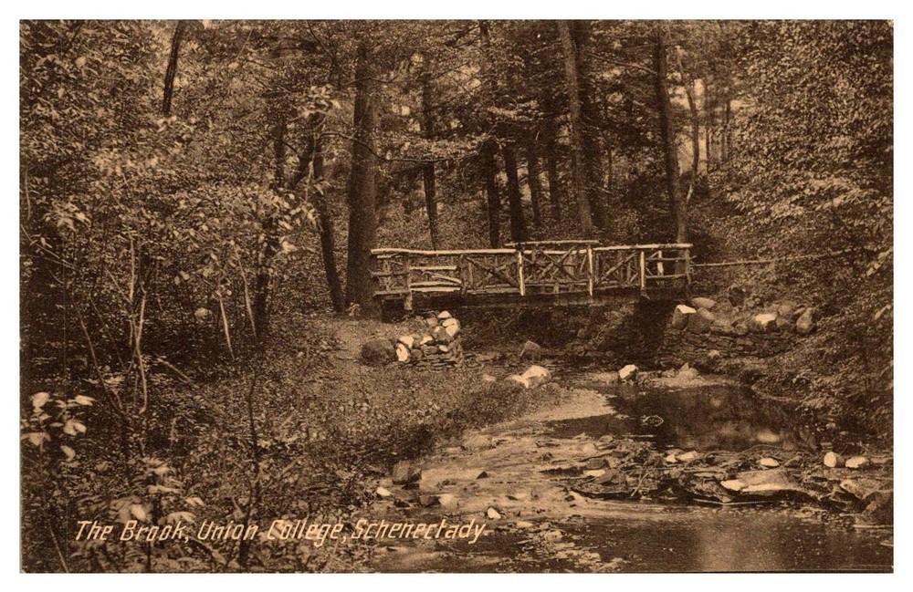 1907 Bridge Across The Brook Union College Schenectady New York Vintage Postcard