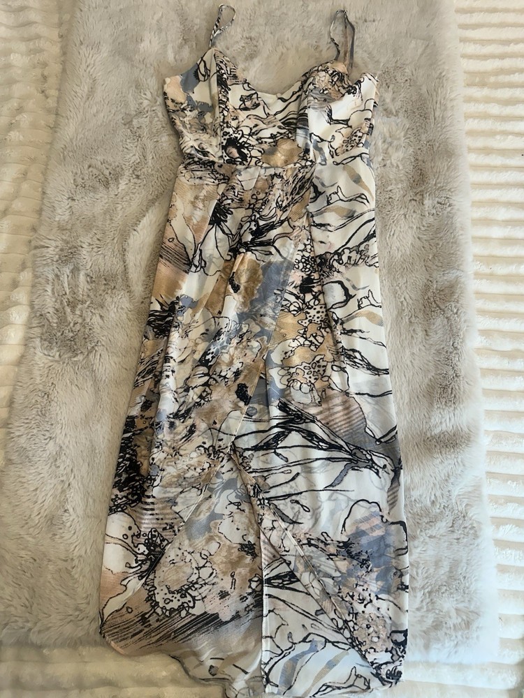 ELLIATT Size M Pink Floral Sheath Midi Dress High Neck Flattering Pockets Event