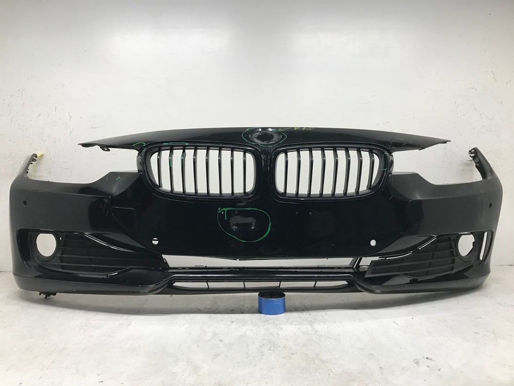 Front Bumper Cover BMW 3 Series w/Sens Holes Damaged Black 12-15 51117263476 OEM