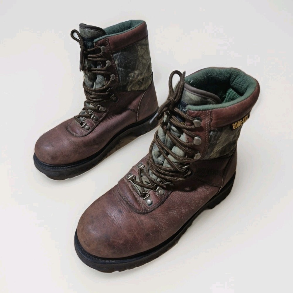 Wolverine Camo Leather High Top Hiking Work Boots for Men Oil Resistant Size 11