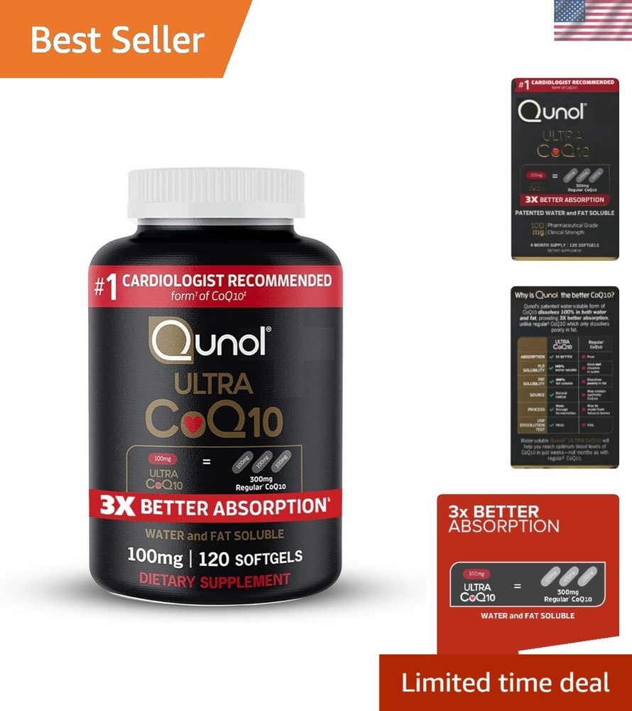 3x Absorption CoQ10 100mg Softgels - Unflavored, 4-Month Supply, 120 Count