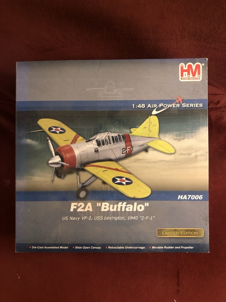 Hobby Master HA7006 1/48 F2A Buffalo USN VF-2 Flying Chiefs USS Lexington, 1940