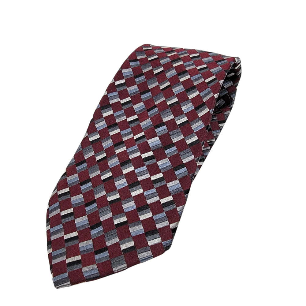 Pronto Uomo mens red geometric silk tie 57 inches