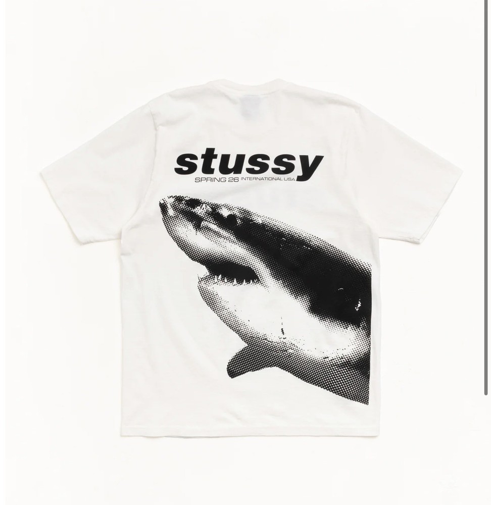 Stussy SS26 SHARK TEE PIGMENT DYED  White sku0015