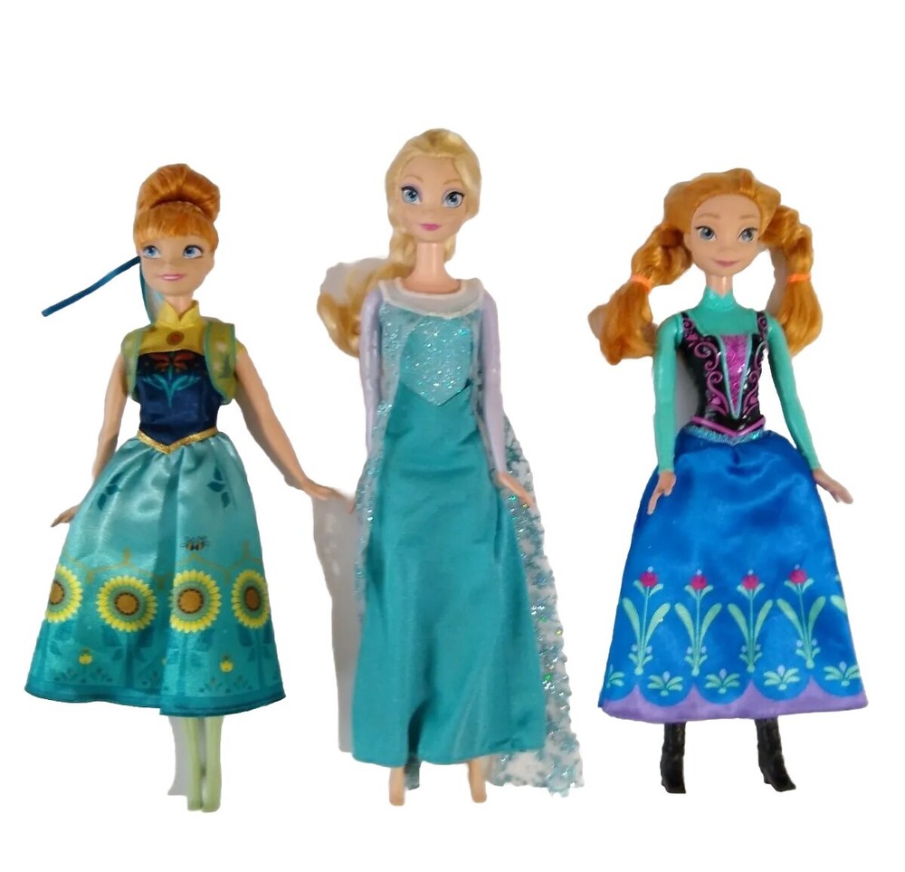 Disney Frozen Anna and Elsa Dolls Set of 3 Excellent Condition