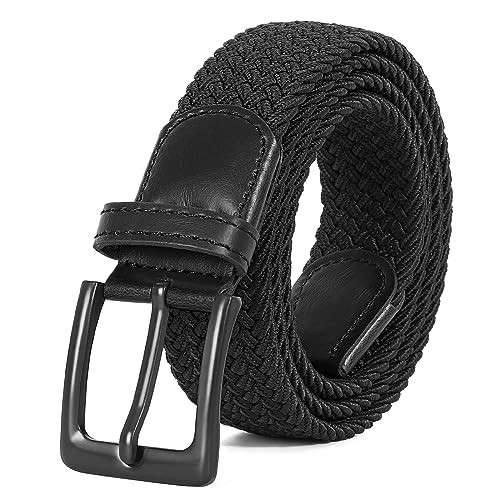 Women Braided Woven Elastic Suit for Pant Size 26-31 inch D-black-black Buckle