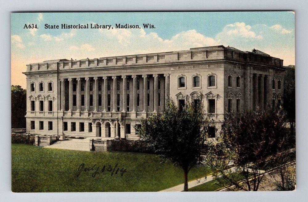 Madison WI-Wisconsin, State Historical Library, Antique, Vintage Postcard