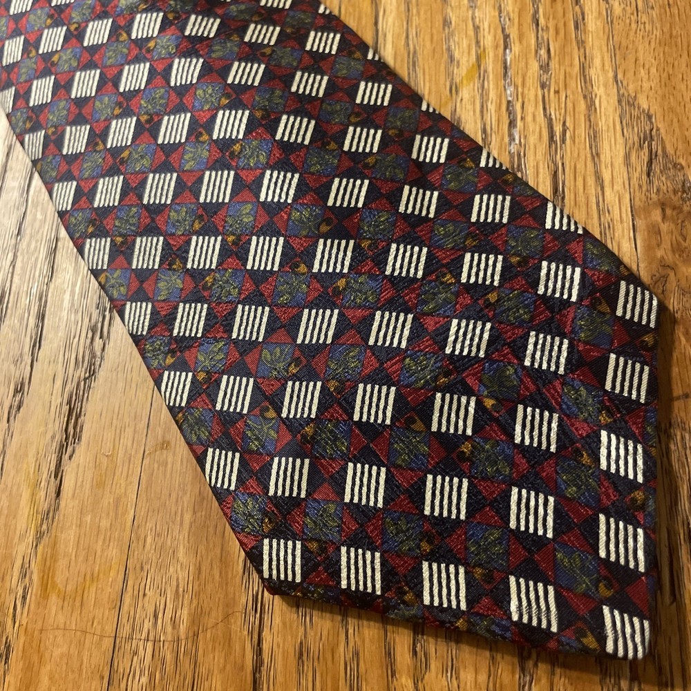 Vintage EUC Isaac Zelcer Geometric Silk Tie Men’s Necktie USA Made
