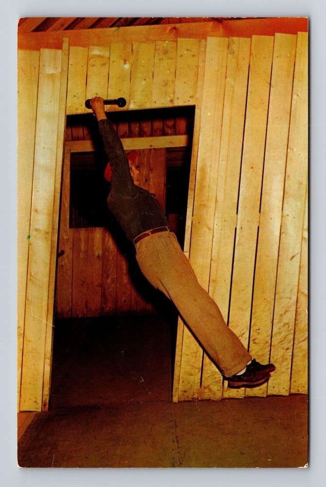St Ignace MI-Michigan, Hand Grip Demonstration, Mystery Spot, Vintage Postcard