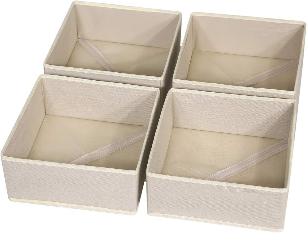 4 Pack Foldable Cloth Storage Box Closet Dresser Drawer Organizer Fabric Baskets