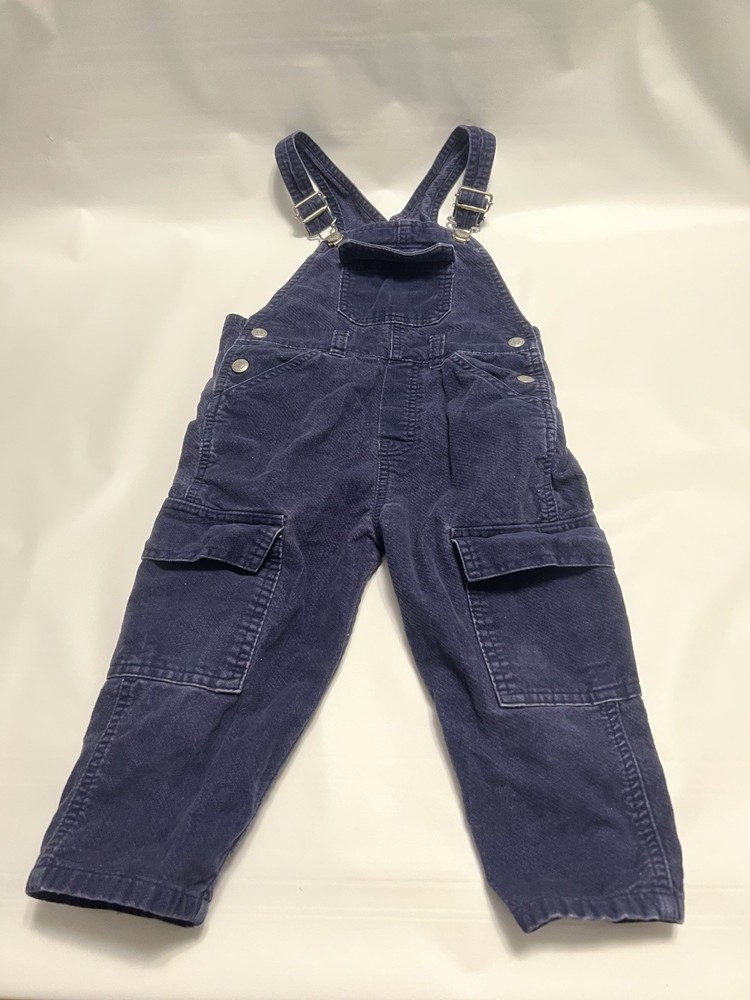 Baby Gap Overalls Boys 3T Blue Cotton Adjustable Straps Coveralls Cargo Pockets