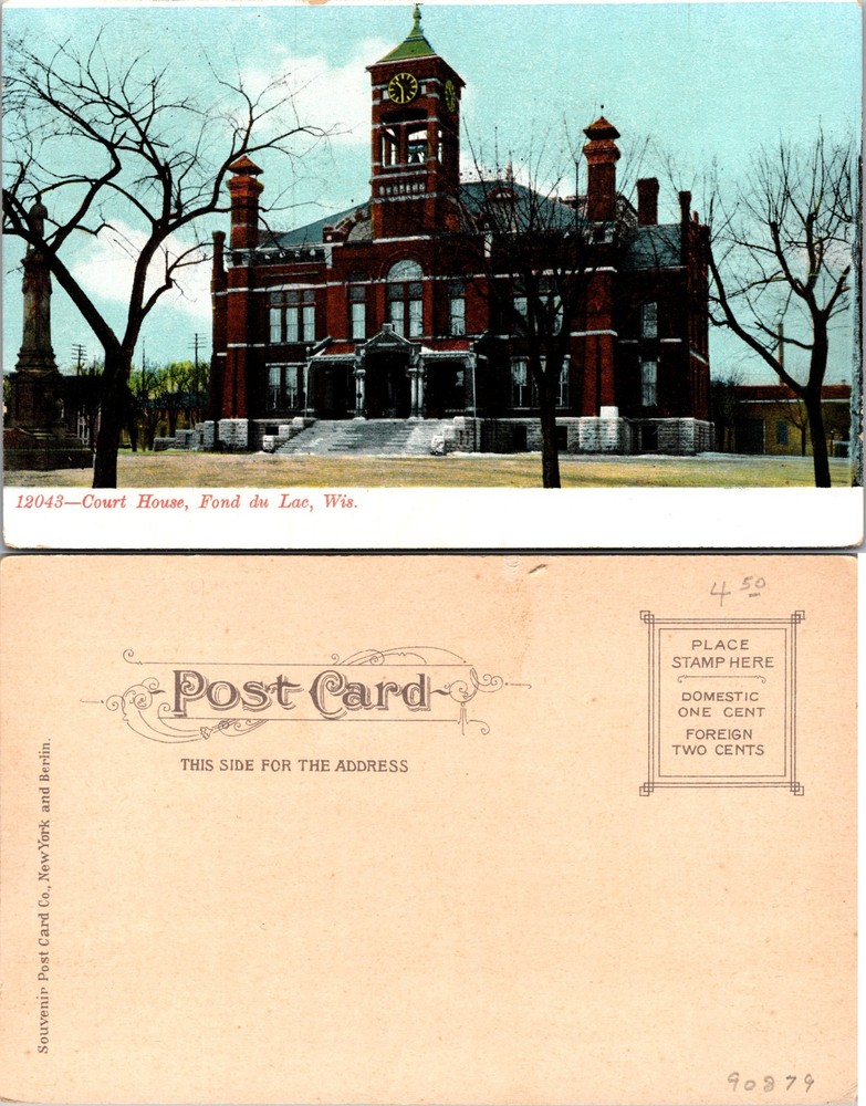 Court House Fond du Lac Wisconsin Postcard