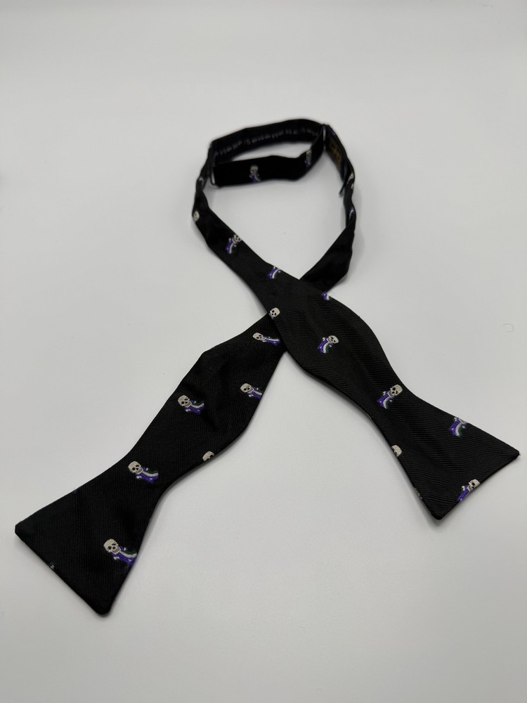 Rugby Ralph Lauren Black Silk Skull Bow Tie Handmade Italy Pre-owned