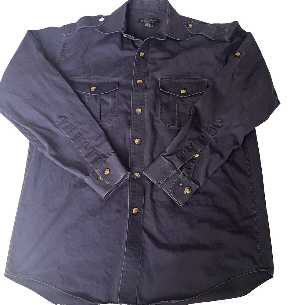 Brooks Brothers Button-Up Shirt Men's M Navy Cotton Long Sleeve