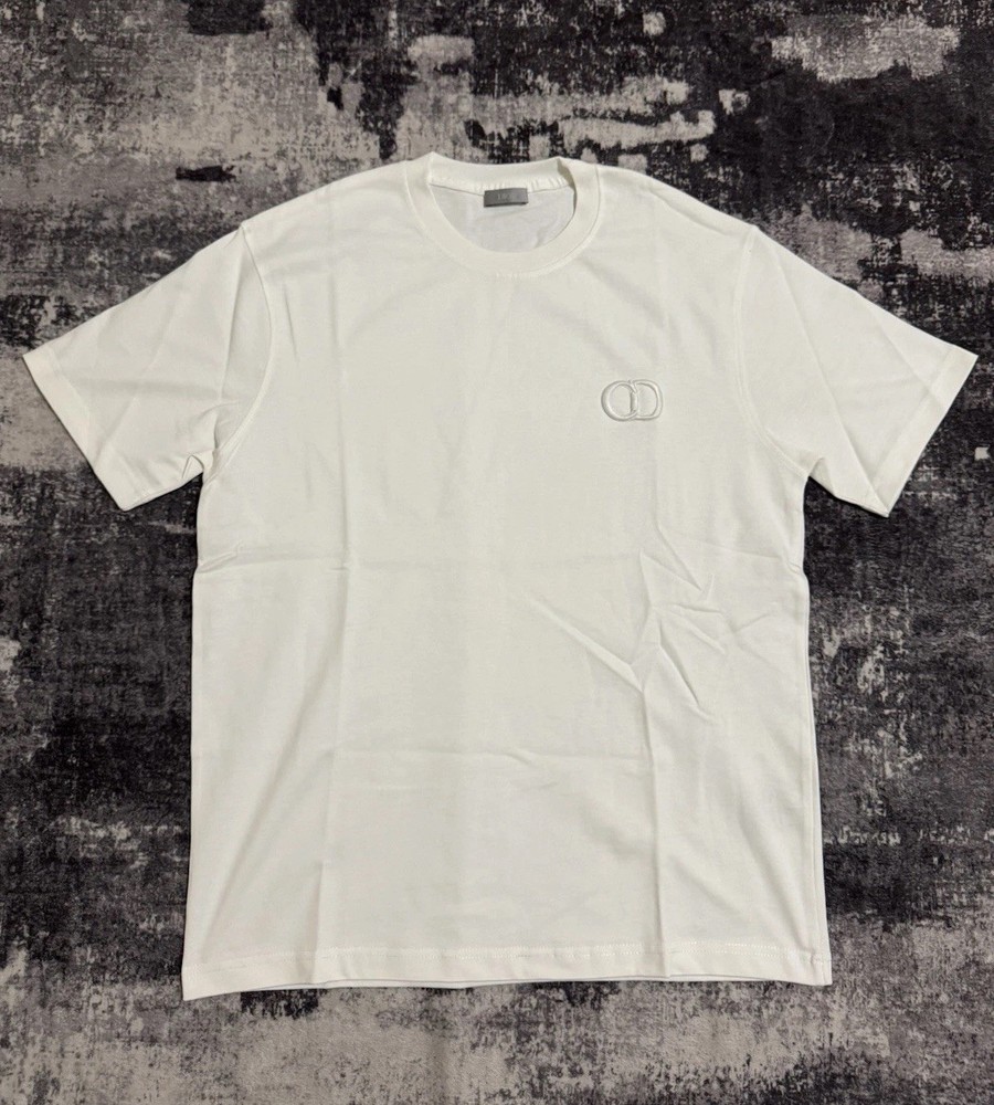 Christian Dior White Cotton T-Shirt Icon Logo, Size M, Relaxed Fit