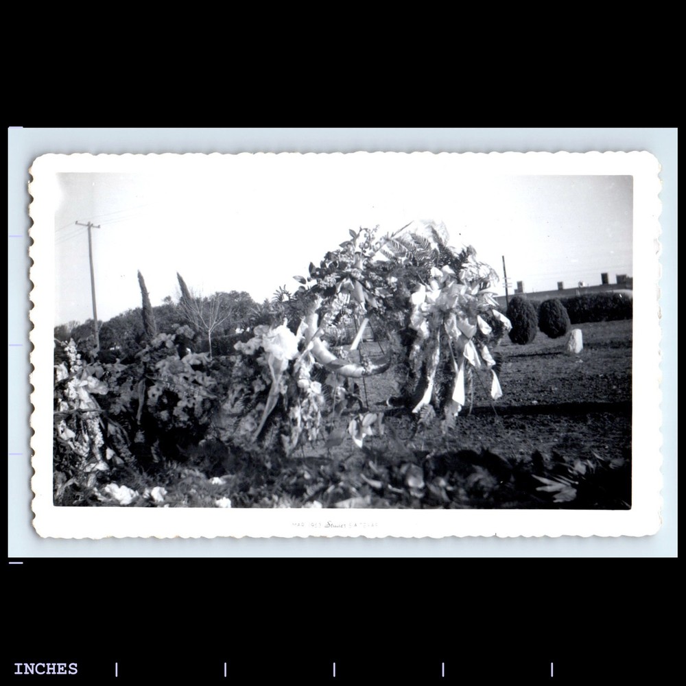 Vintage Photo FLOWERS AT CEMETERY GRAVE