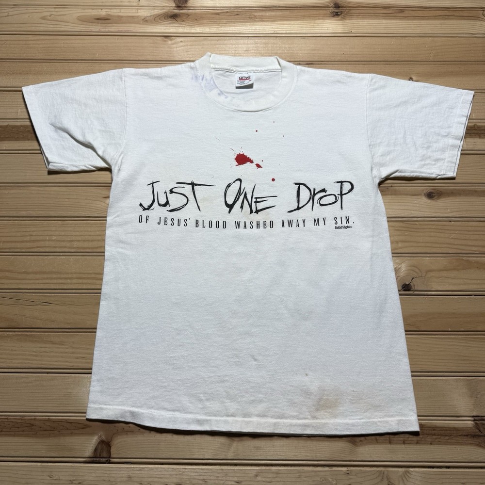 Vintage 90s Just One Drop Of Jesus’ Blood Washed Away My Sin Shirt Size Medium