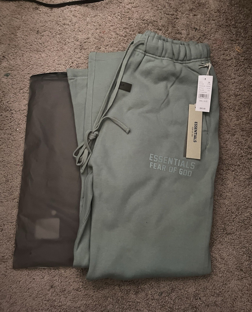 Essentials Fear of God ESSENTIALS Men's Green Fleece Sweatpants S Drawstring